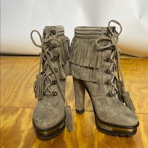 Brian Atwood Suede Fringe concert,festival Cowgirlcore vibe Boots 7.5